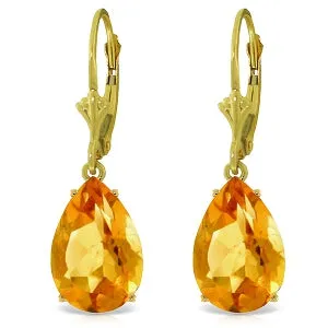 10 Carat 14K Solid Yellow Gold Leverback Natural Citrine Earrings