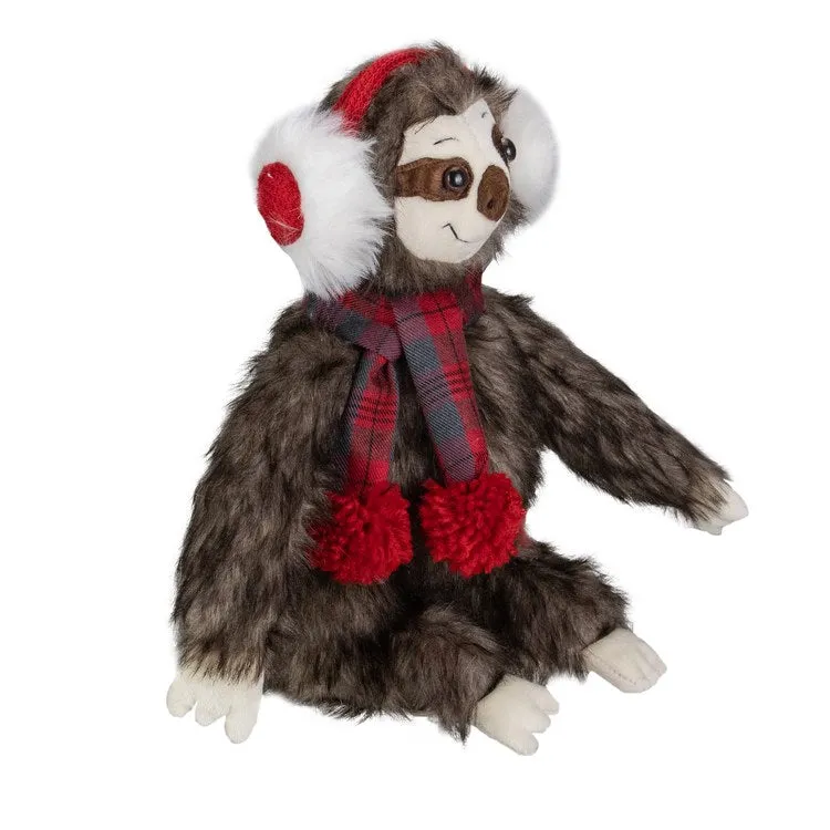 12" Plush Brown Sitting Sloth Christmas Tabletop Decoration