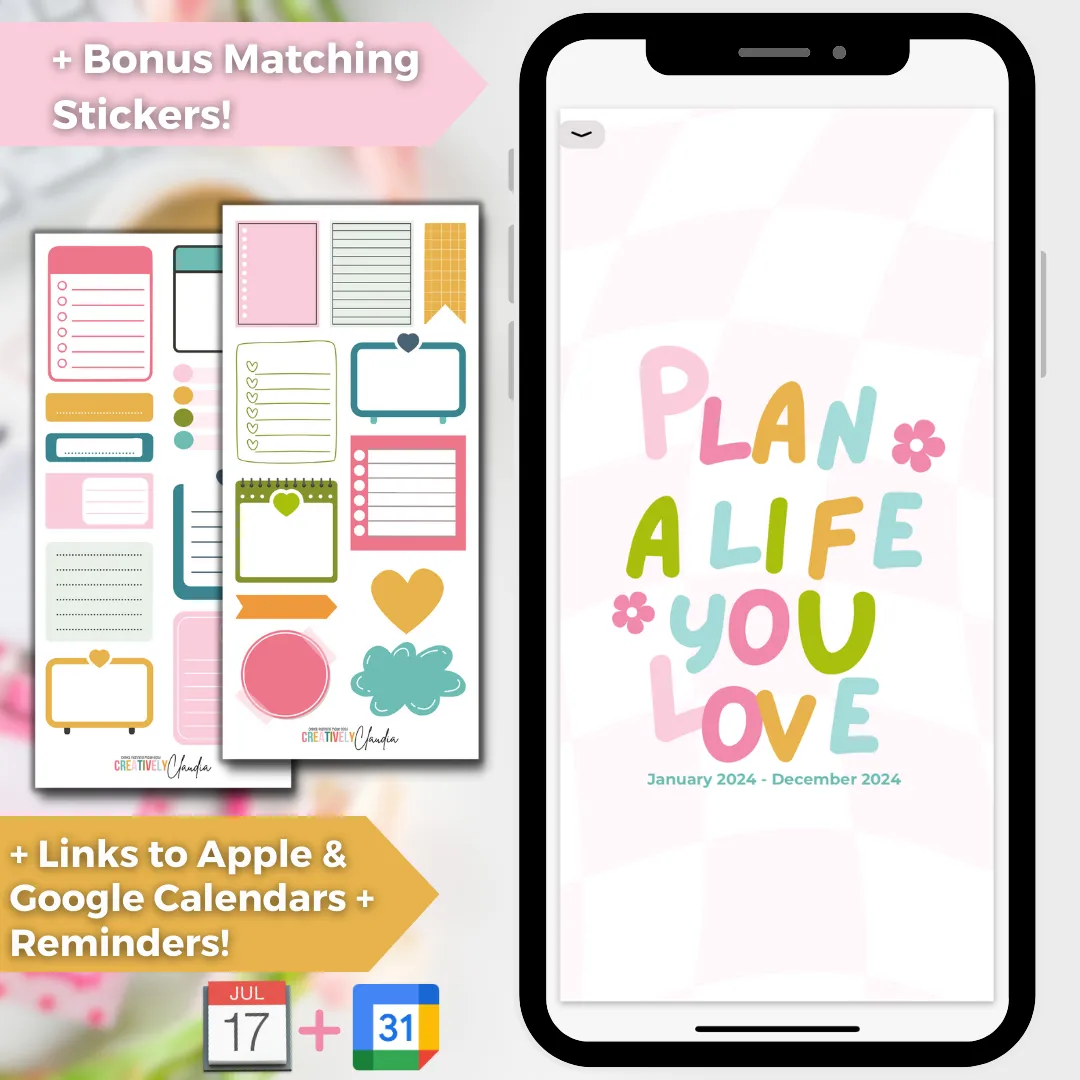 2024 Fully Hyperlinked Phone Planner (w/ Links to Google & Apple Calendars   Reminders)