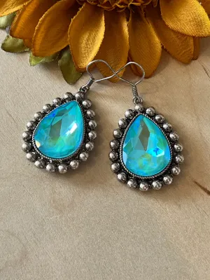 Aqua Sparkle Dangle Earrings