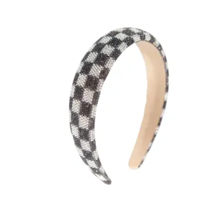 Bari Lynn Fully Crystalized Check Headband - Black / Clear