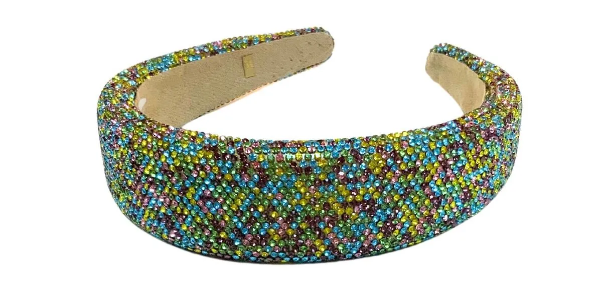 Bari Lynn Fully Crystalized Headband - Pastel Multi Color