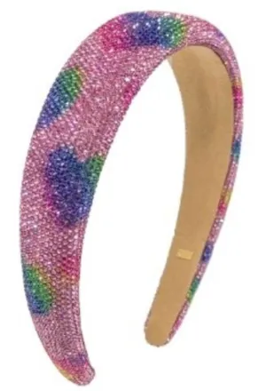 Bari Lynn Fully Crystalized Heart Headband - Pink / Ombre