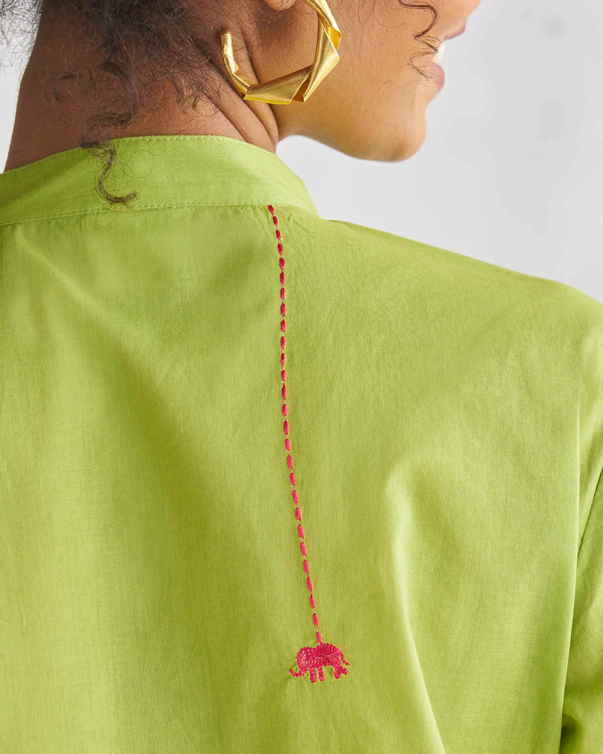 Basic Mid Length Kurta - Lime