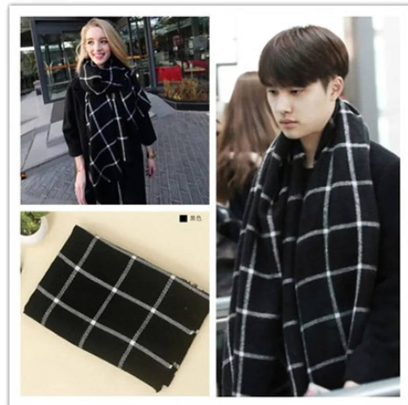 Black & White Plaid Super Soft & Cozy Scarf Shawl Wrap Unisex