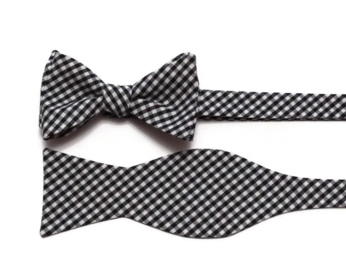 Black Gingham Check Bow Tie