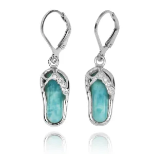 Caribbean Larimar Flip Flop Earrings - Miami