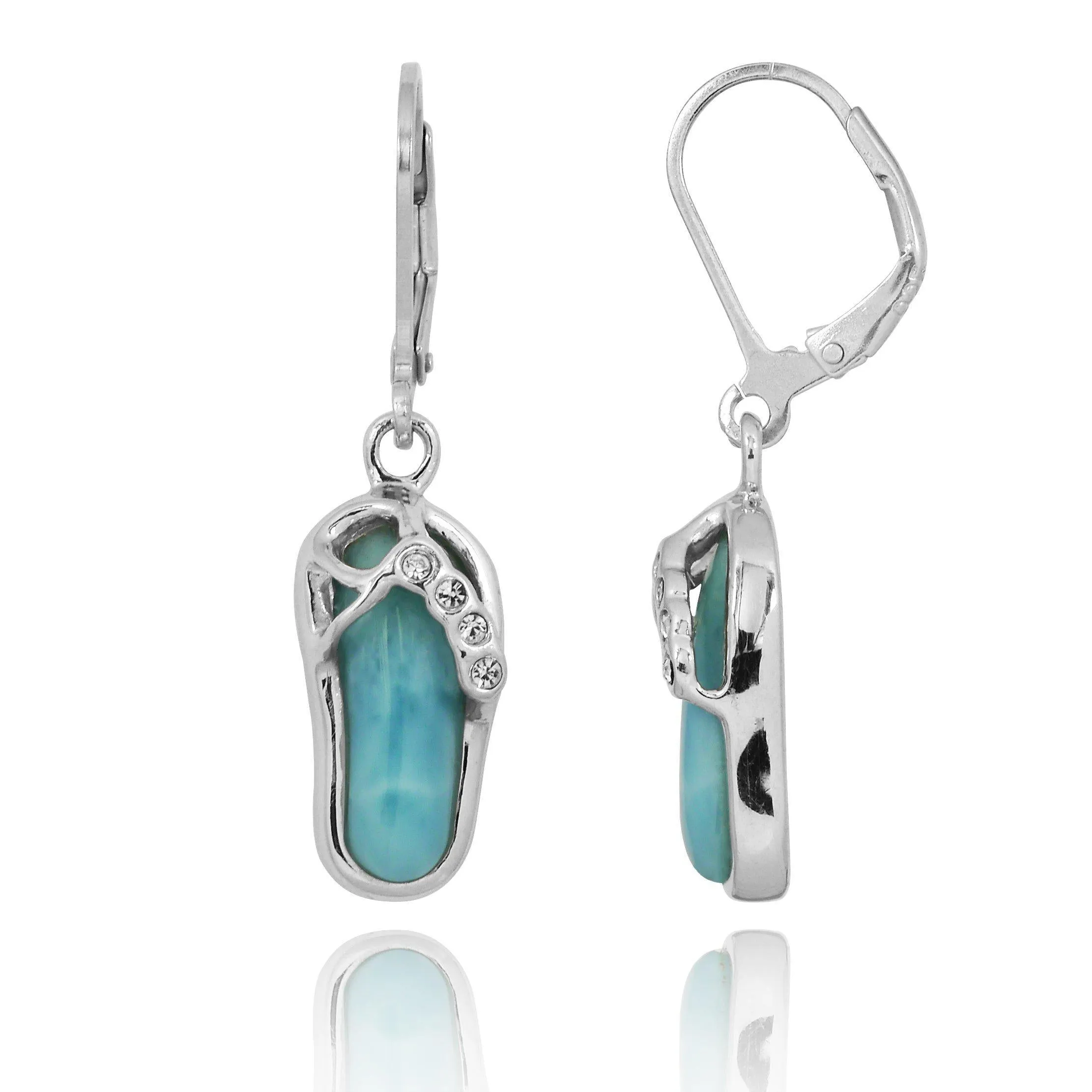 Caribbean Larimar Flip Flop Earrings - Miami