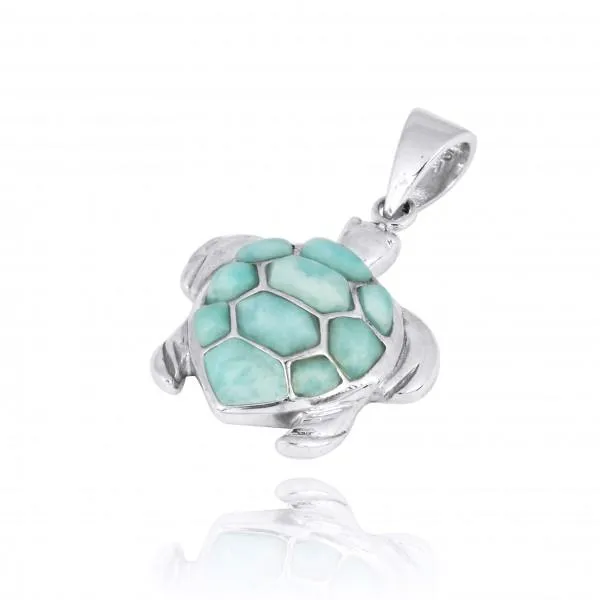 Caribbean Larimar Sea Turtle Jewelry Set