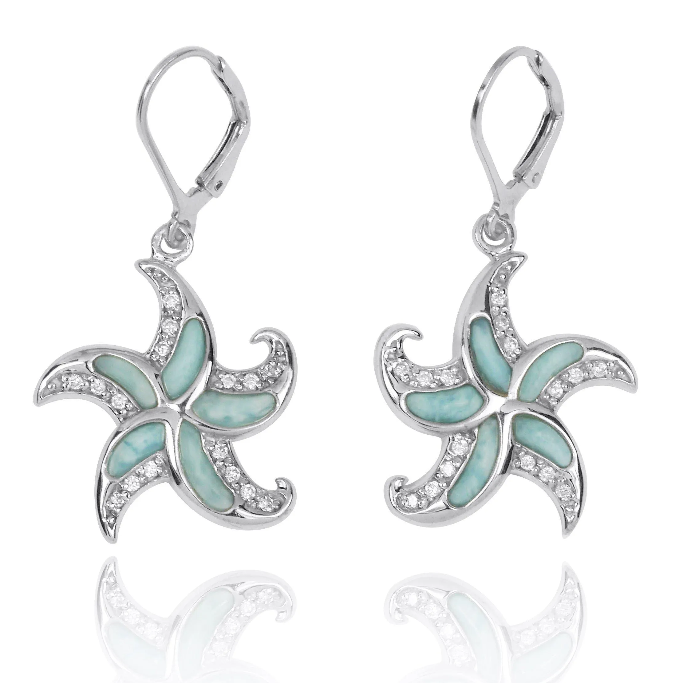 Caribbean Larimar Starfish Earrings - Mami