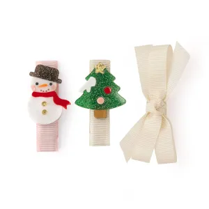 Clip Set | Snowman Tree and Cream Bow | Lilies and Roses NY