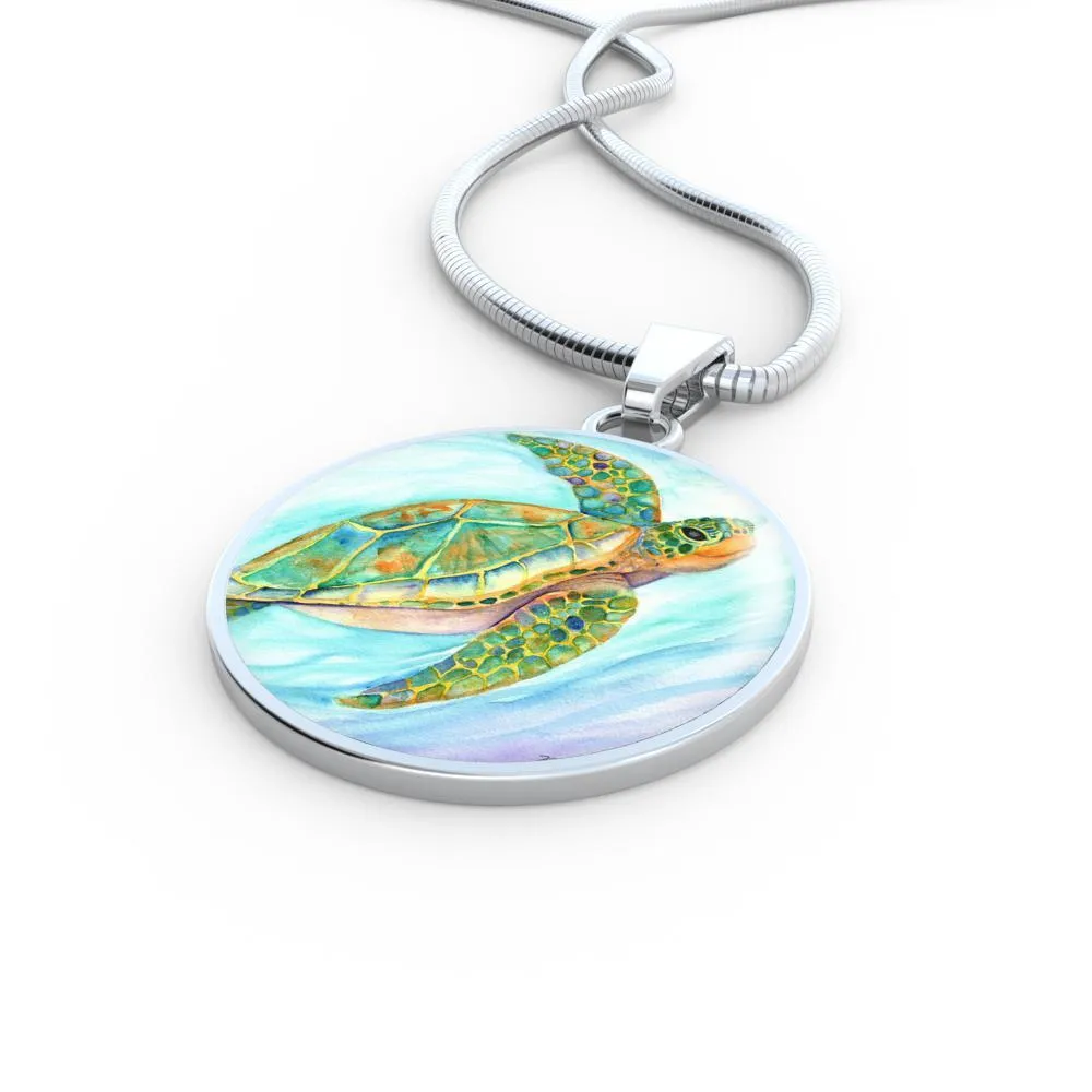 Colorful Sea Turtle Necklace And Bangle Bracelet