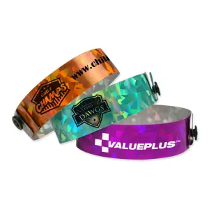 Confetti™ Imprinted 3/4" Custom Holographic Wristbands 4800 (500/Box)