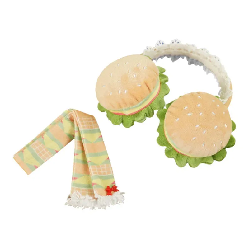 【Consignment Sales】PLUSH WONDERLAND Hamburgers / Muffins Earmuffs Scarf Plushie 20CM Cute