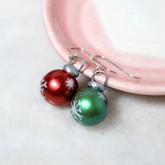 Earrings - Mismatched Christmas Ornaments by Mariposa Miniatures