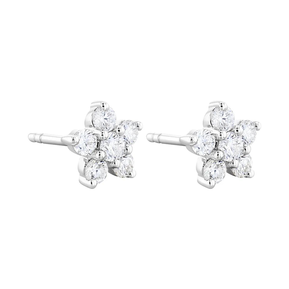 Everyday Diamonds Collection Snowflake Cluster Diamond Earrings | 18K White Gold