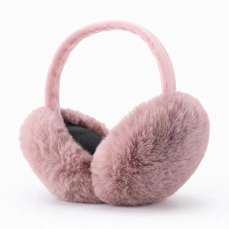 Foldable Plush Earmuff Women's Autumn And Winter Cute Warm Ear Warmer Winter Korean Style Solid Color Earmuff Imitation Rabbit Fur Earmuffs