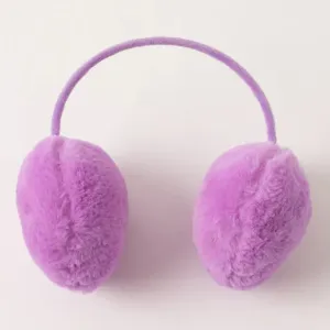 Girls Faux Fur Pom Earmuff Purple