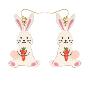 Glitter Bunny Drop Earrings