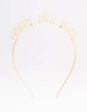 Gold Crystal Happy New Year Headband