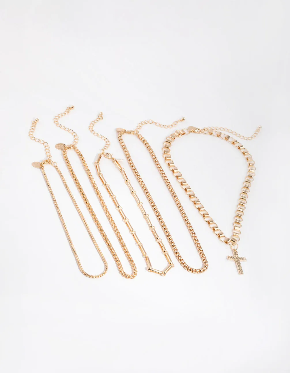 Gold Mix Chain Cross Necklace Pack