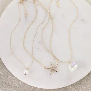 Gold Starfish Trio Necklace Set