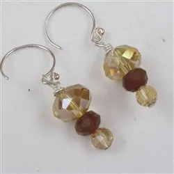 Golden and Brown Crystal Earrings