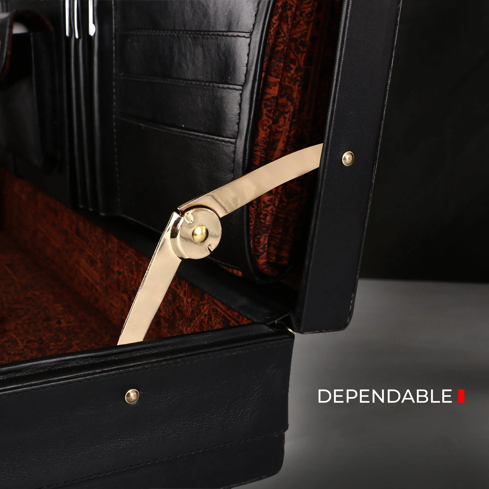 Great Dane Ruvido Double Lock- Genuine Leather Attaché | Briefcase | Advocate Briefcase | Security Briefcase | Colour: Black