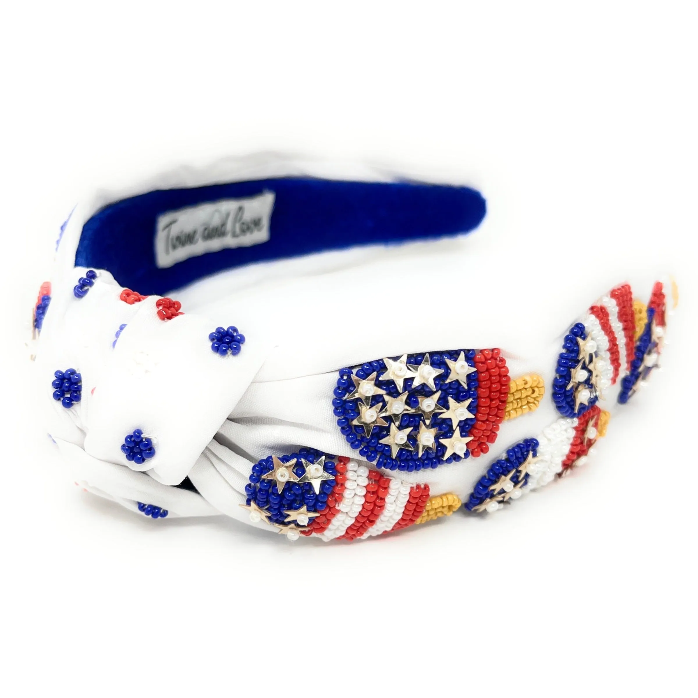 Hand Beaded USA Ice Cream Knot Headband