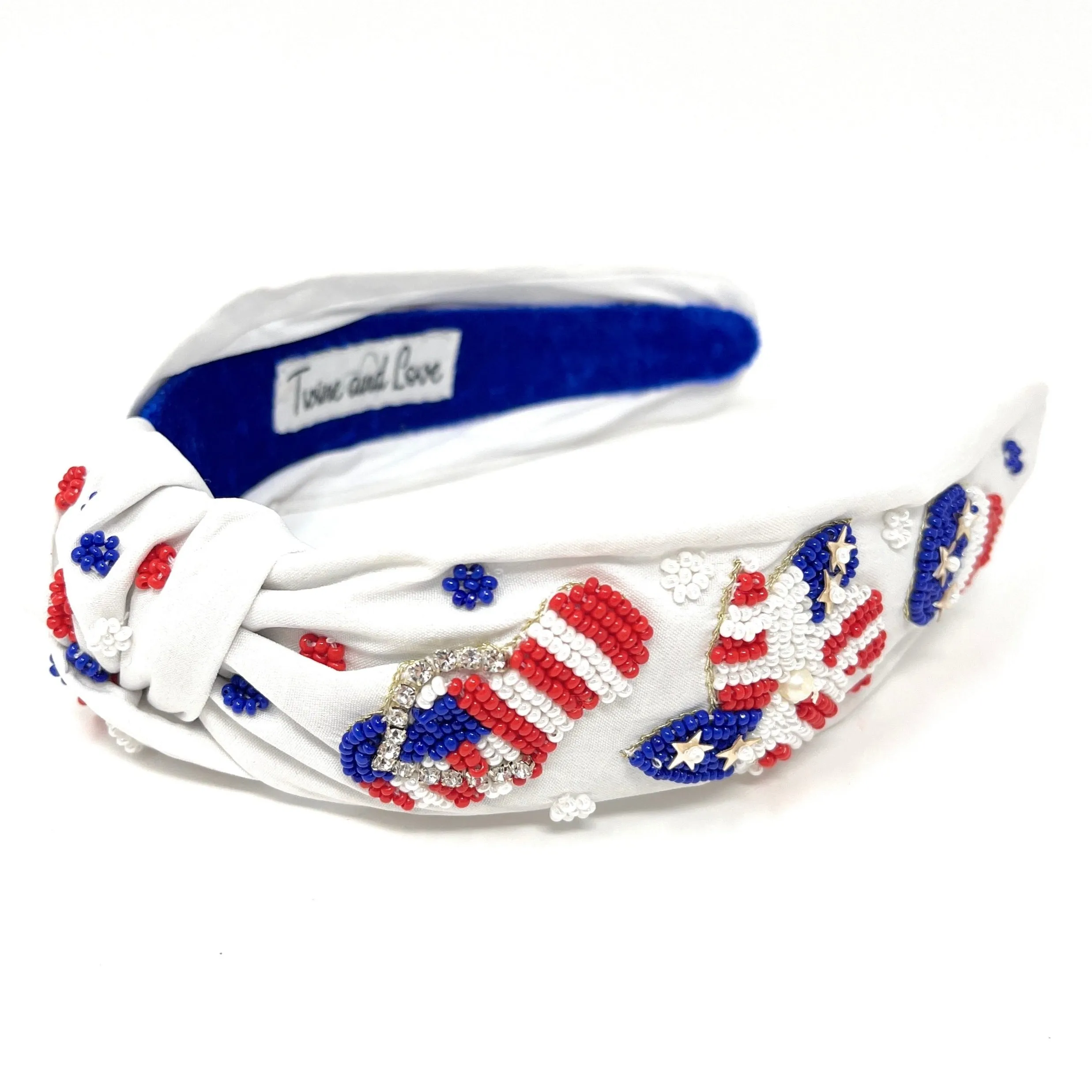 Hand Beaded USA Knot Headband