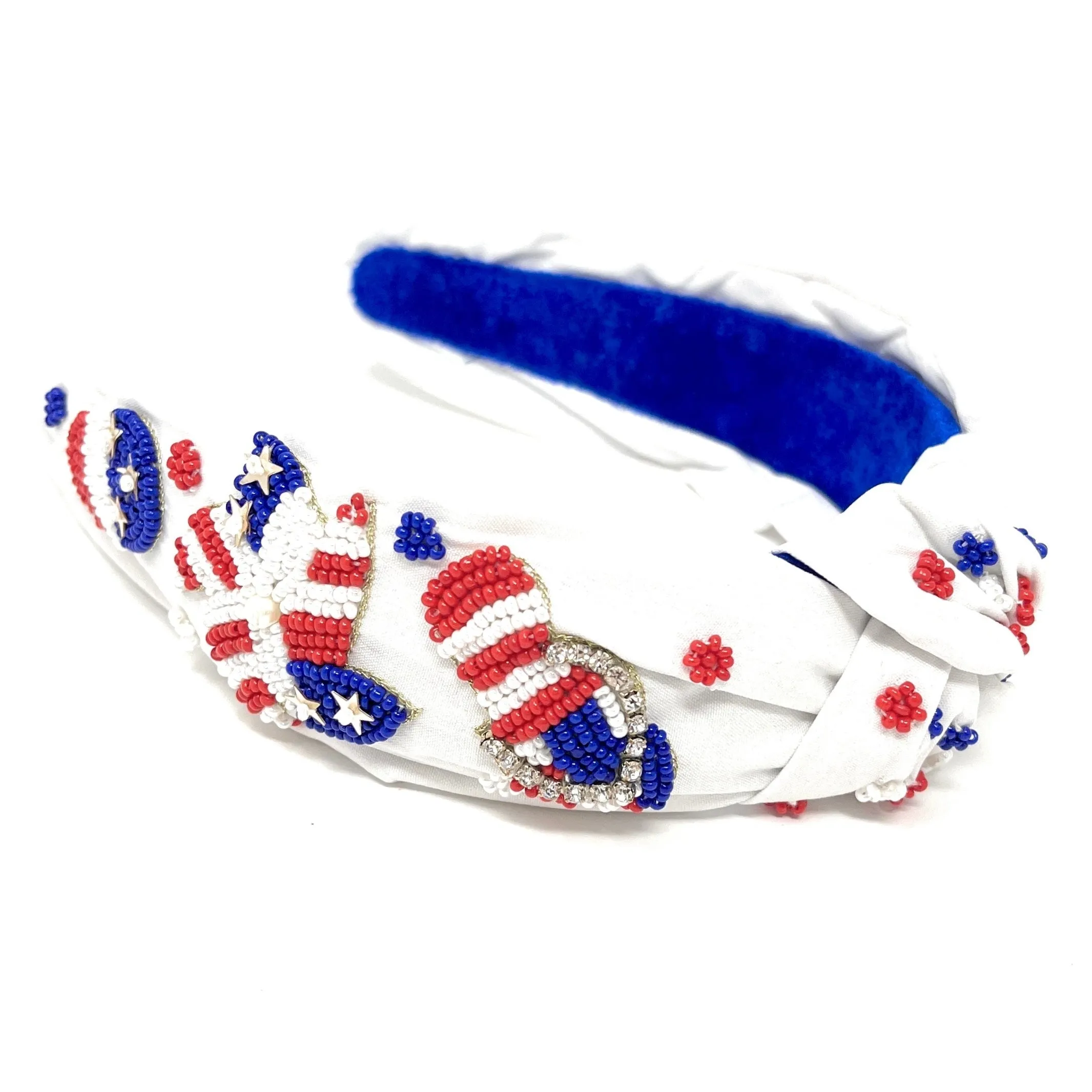 Hand Beaded USA Knot Headband