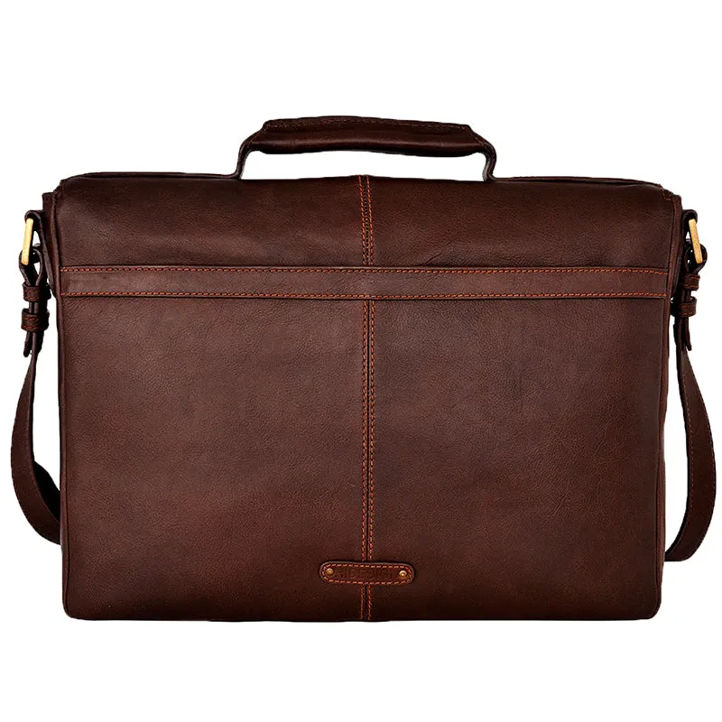 Hidesign Charles Leather 15" Laptop Compatible Briefcase Work Bag Brown