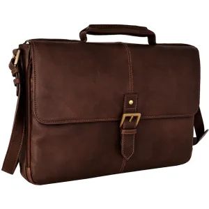 Hidesign Charles Leather 15" Laptop Compatible Briefcase Work Bag Brown