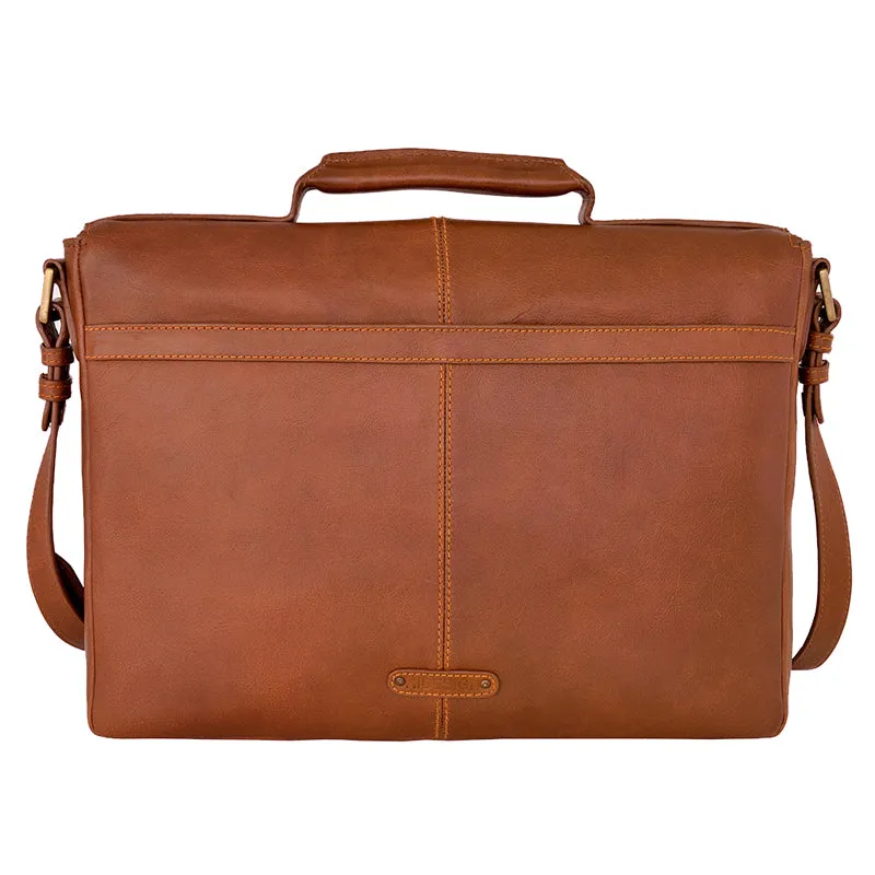 Hidesign Charles Leather 15" Laptop Compatible Briefcase Work Bag Tan