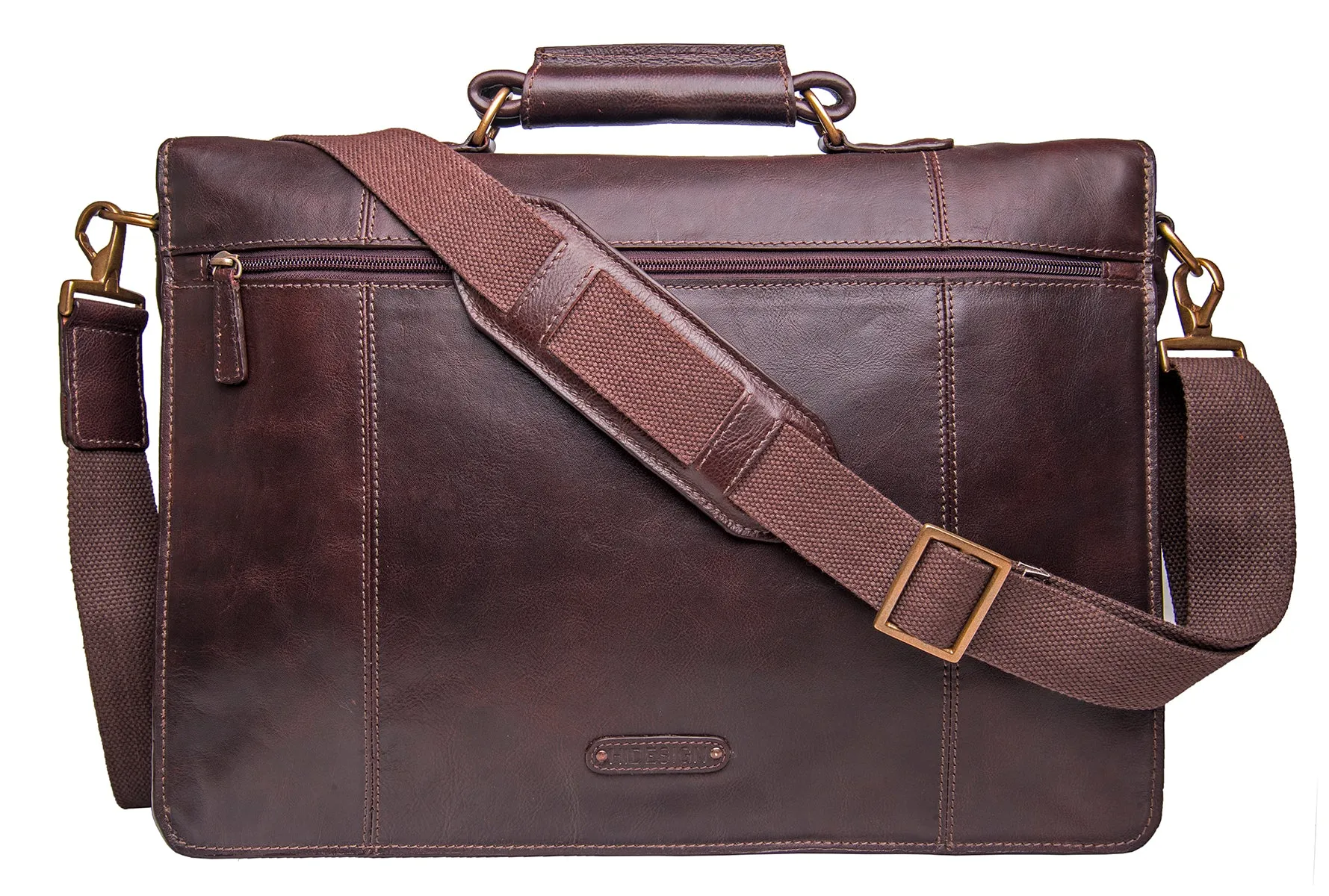 Hidesign Parker Leather Large Briefcase Brown