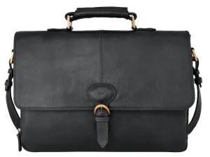 Hidesign Parker Leather Medium Briefcase Black