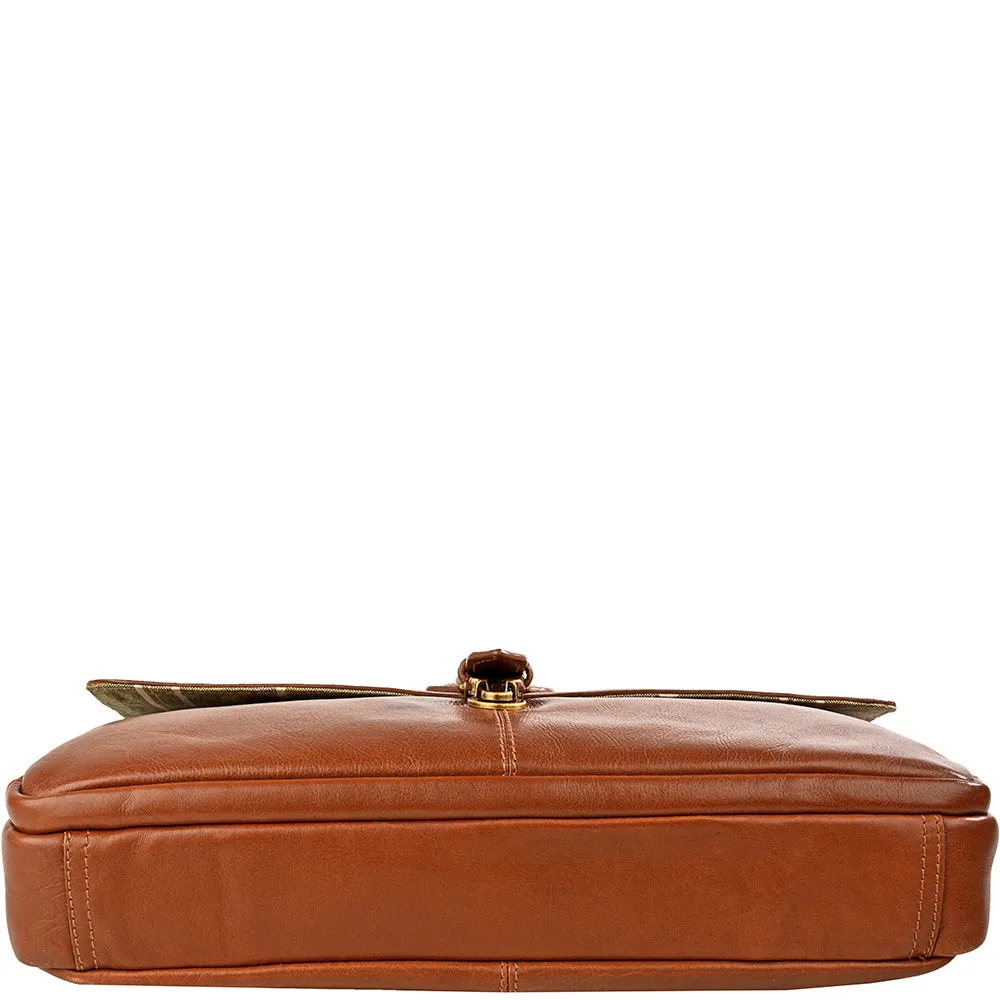 Hidesign Parker Leather Medium Briefcase Tan