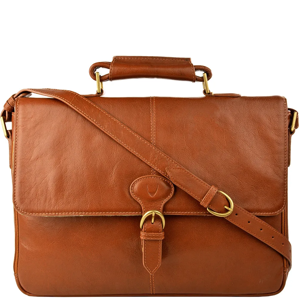 Hidesign Parker Leather Medium Briefcase Tan