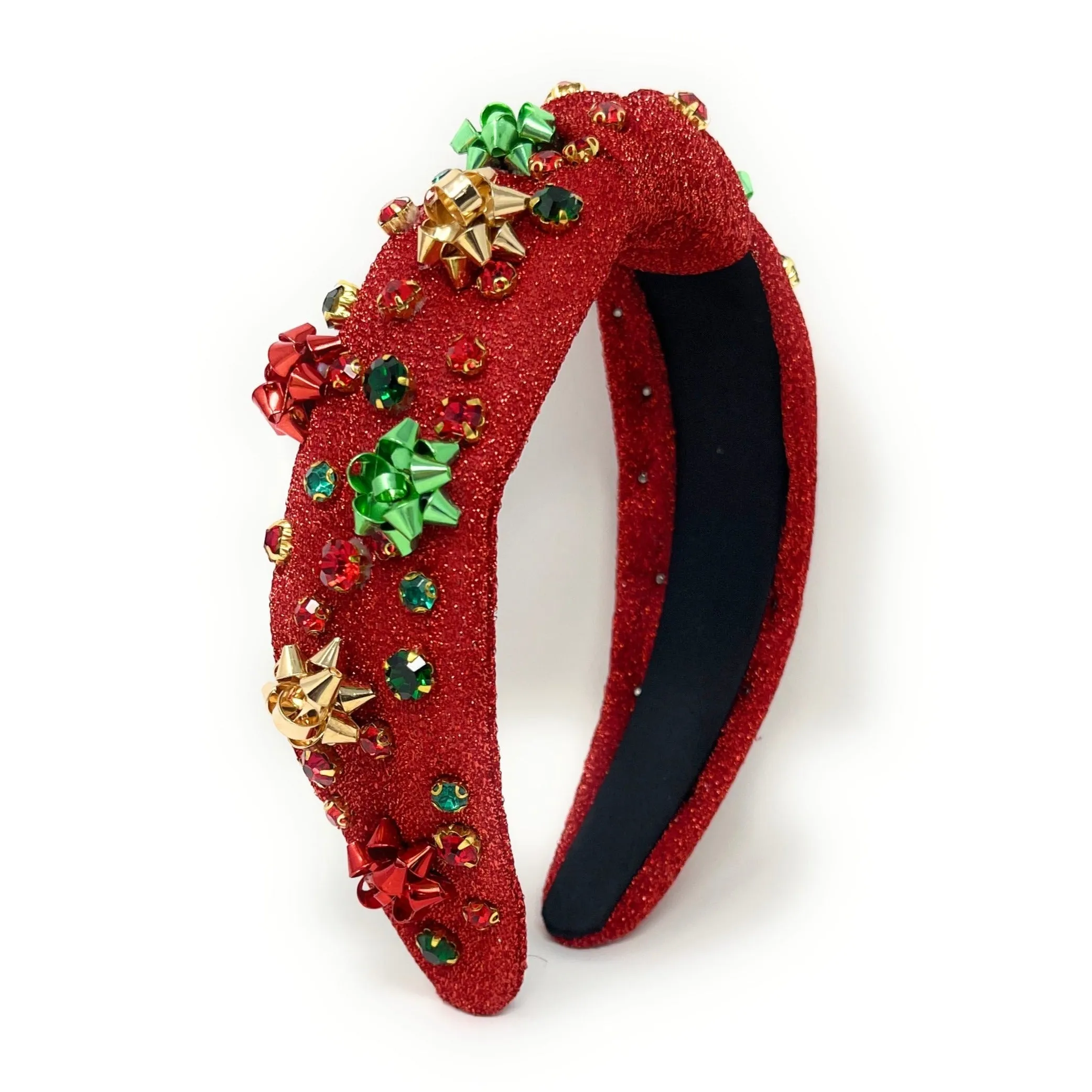 Holiday Bow Jeweled Knot Headband