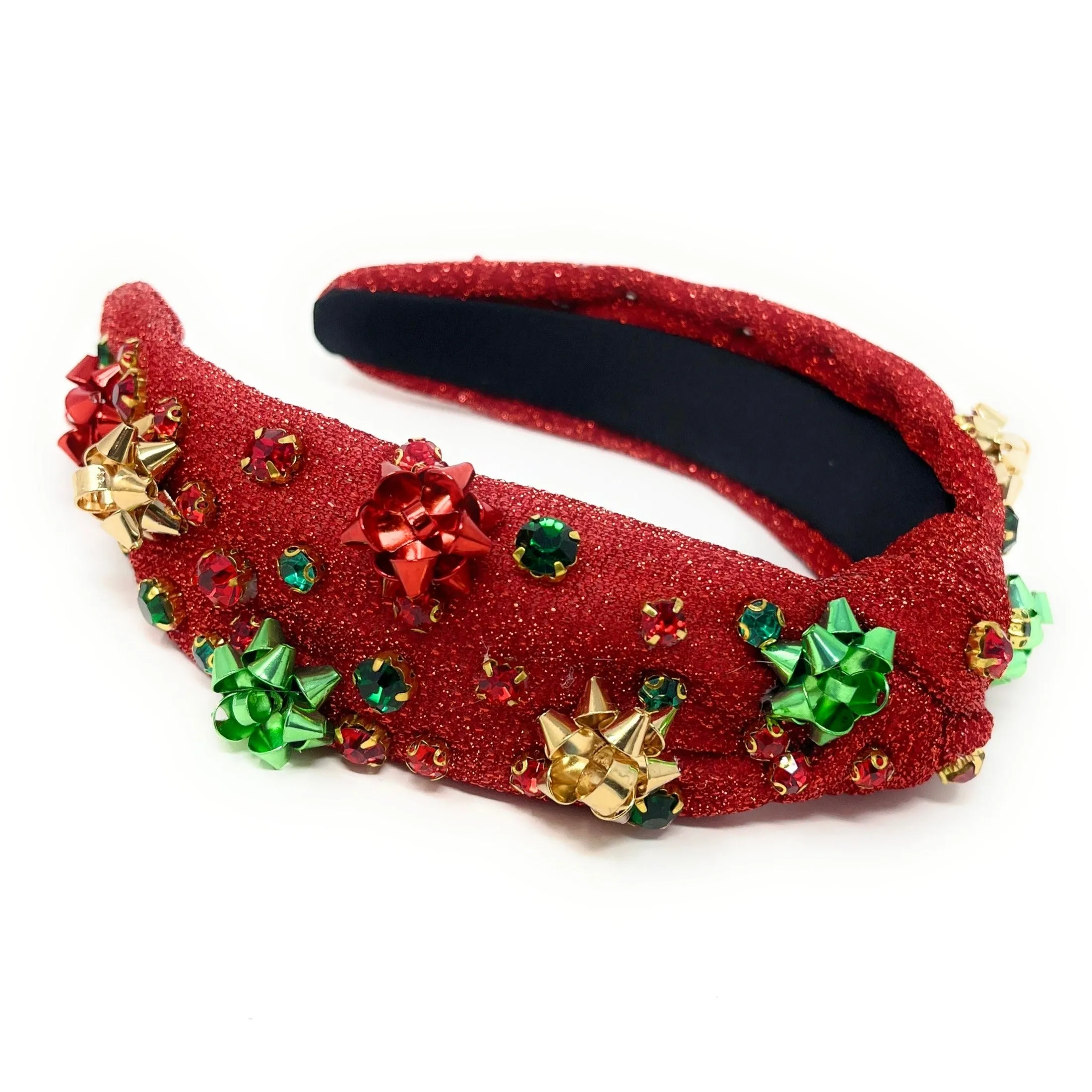 Holiday Bow Jeweled Knot Headband