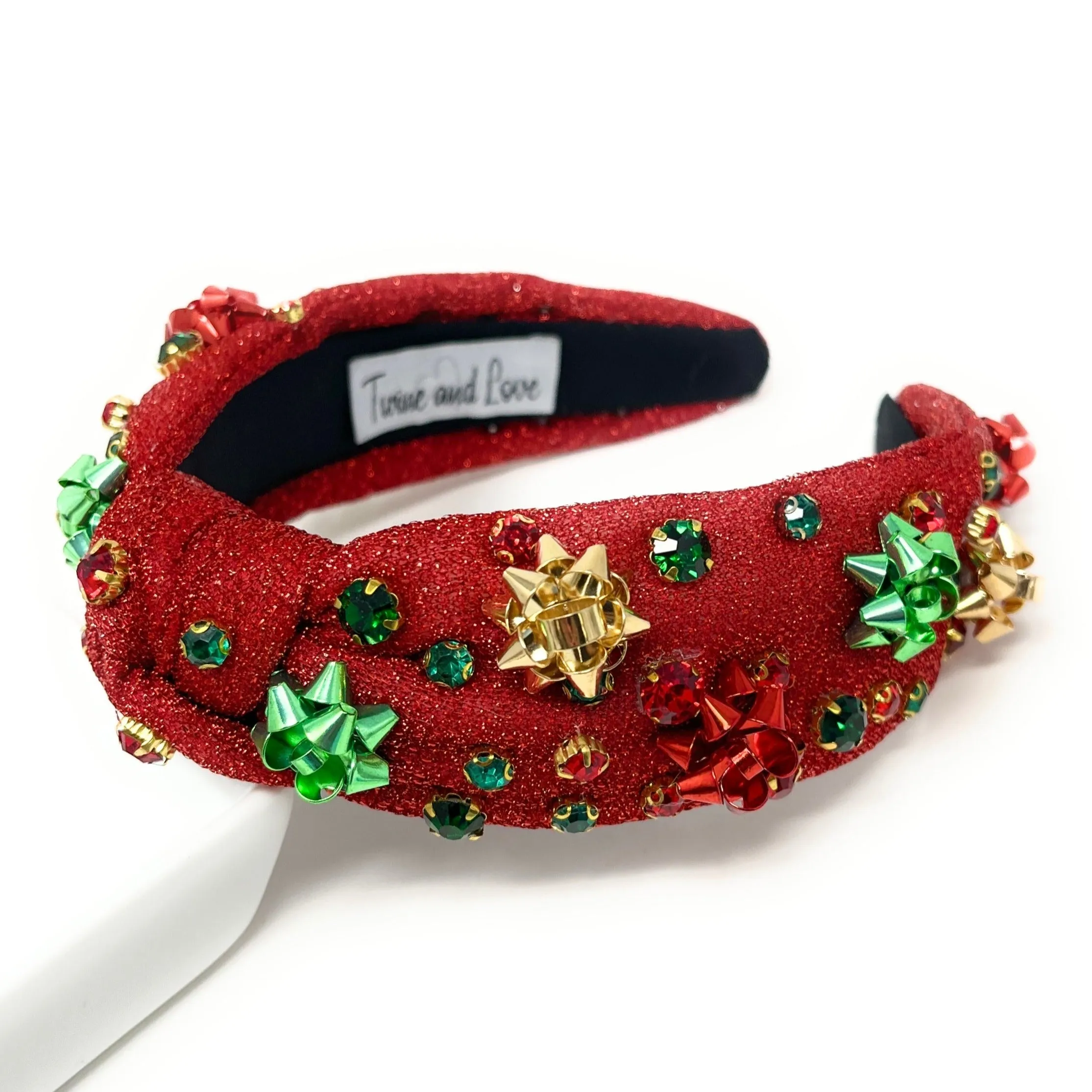 Holiday Bow Jeweled Knot Headband