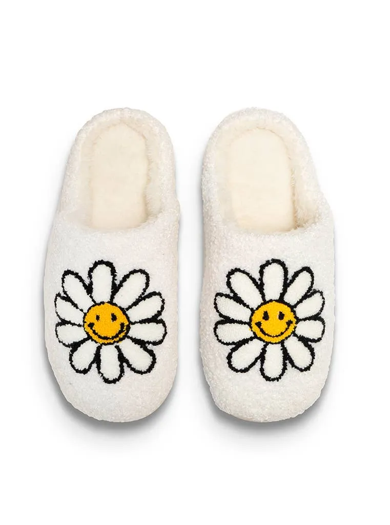 Indoor / Outdoor Slippers - Smiling Daisies - White: S/M