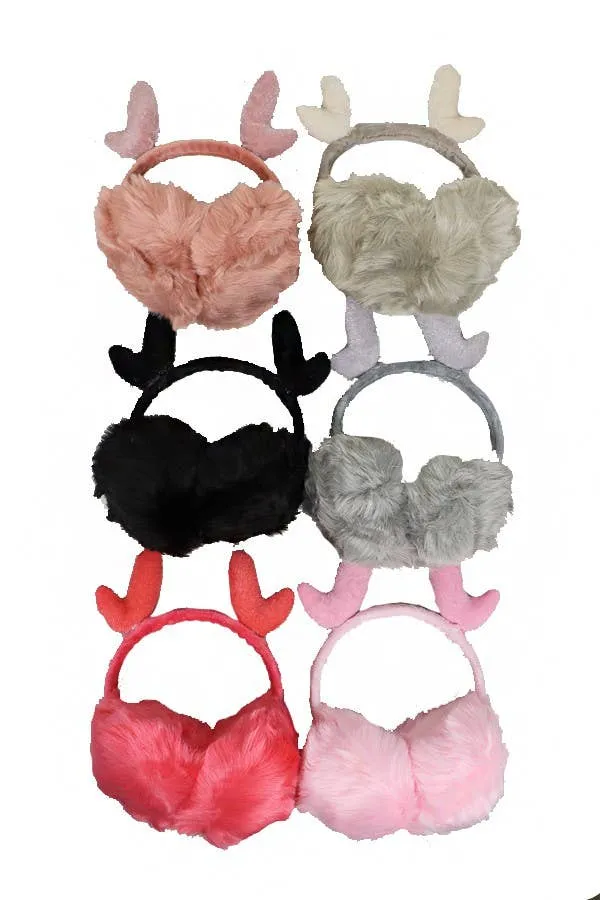 Instant Shipping! Plush Heart Detailed  Faux Fur Ear Muffs