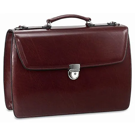 Jack Georges Elements Collection Triple Gusset Flap Over Leather Briefcase #4403