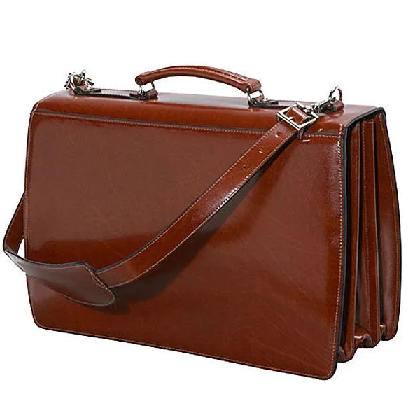 Jack Georges Elements Collection Triple Gusset Flap Over Leather Briefcase #4403