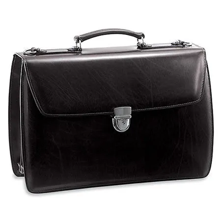 Jack Georges Elements Collection Triple Gusset Flap Over Leather Briefcase #4403