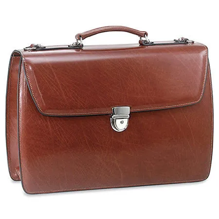 Jack Georges Elements Collection Triple Gusset Flap Over Leather Briefcase #4403