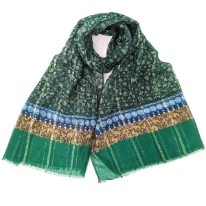 Koutia - Baroque Border Scarf - Vibrant Green