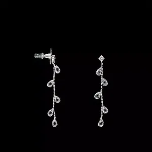 Ladies Silver Crystal Tear Drop Earrings