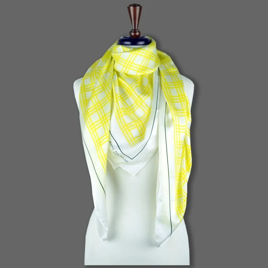 LARGE SILK SATIN SCARF - STREET CHIC - Yellow - 47x47"